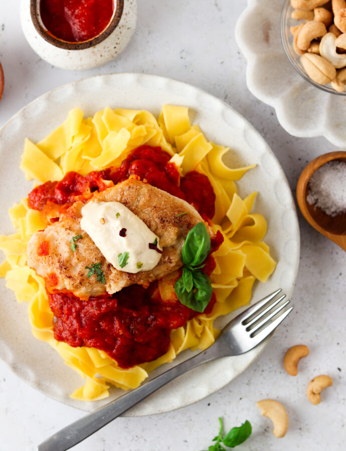 Family Serving of Chicken Parmesan With Cashew Cheese - FAMILY Portion