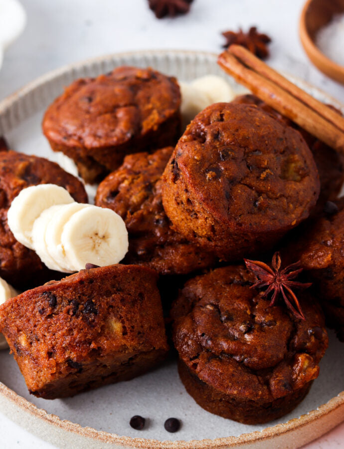 NEW! Preorder Flourless Pumpkin Chocolate Chip Muffins for Halloween - One Dozen